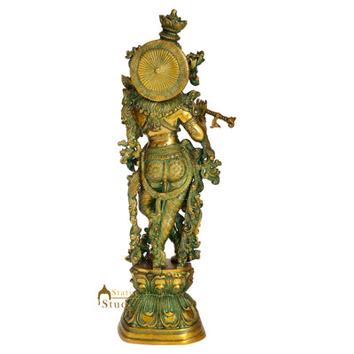 Indian Brass Lord Krishna God Statue Murti Religious Décor Idol Showpiece 29"