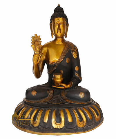 Large Antique Finish Blessing Budhist God Buddha Home Décor Statue Idol Gift 28"