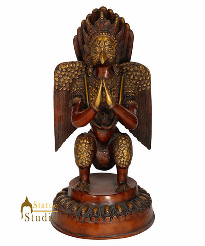 South Indian Lucky God Brass Garuda Rare Vintage Statue Idol Décor Showpiece 17"
