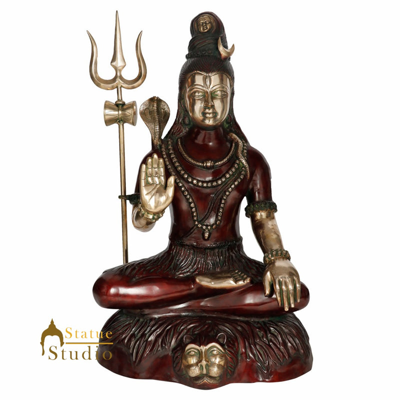 Large Size Hindu God Mahayogi Shankar Idol Lord Shiva Lucky Décor Statue 3 Feet