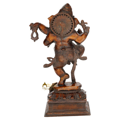 Rare Dancing Brass Ganesha Lucky Feng Shui Vastu Décor Ganpati Statue Idol 18"