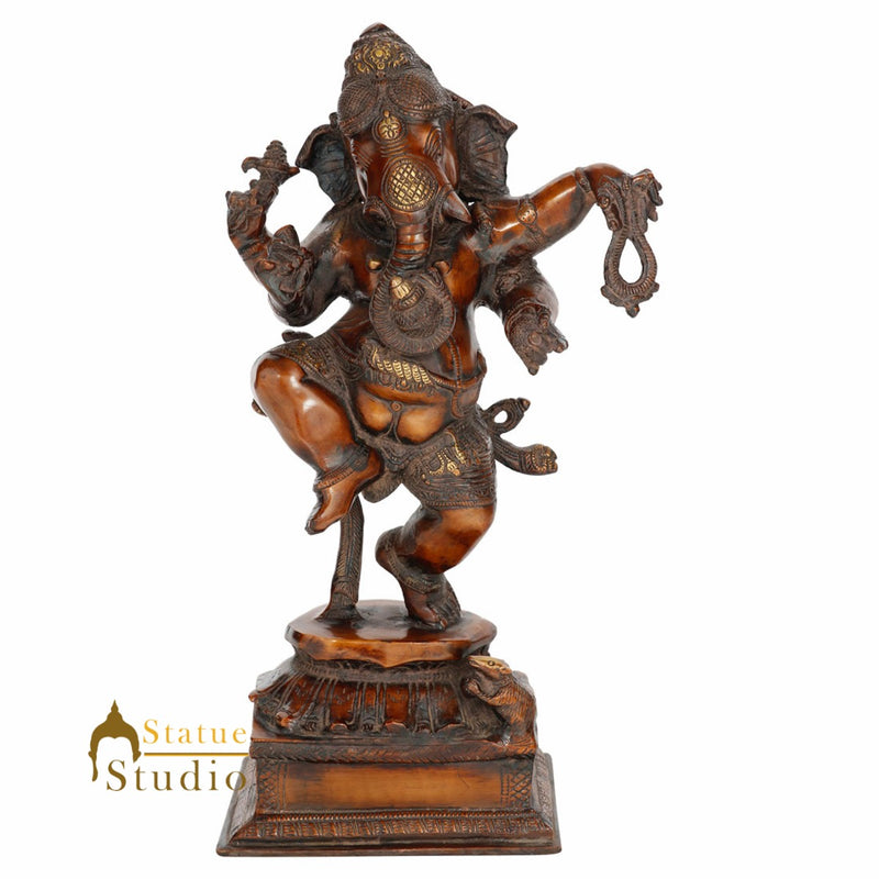 Rare Dancing Brass Ganesha Lucky Feng Shui Vastu Décor Ganpati Statue Idol 18"