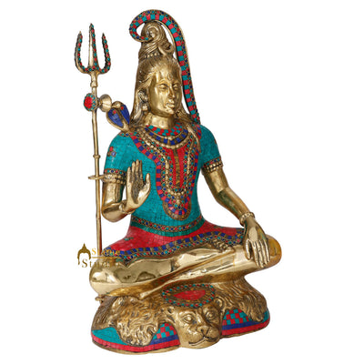 Indian Lord Shankar Bhagwan Fine Inlay Shiva Statue Religious Décor Idol 2 Feet
