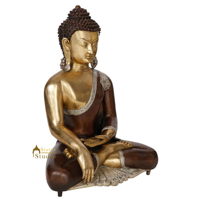Chinese Brass Buddhist Feng Shui Vastu Home Office Décor Buddha Statue Idol 21"