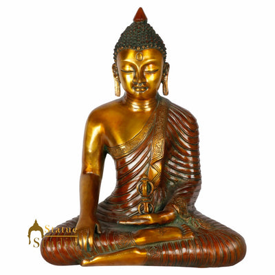Indian Made Burmese Earth Touching Buddha Home Décor Idol Statue Figure 13"