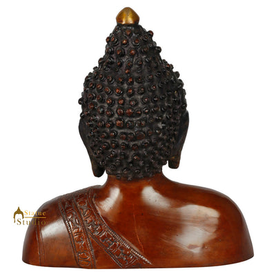 Vintage Indian Brass Table Décor Buddha Bust Showpiece Statue Décor Figuine 9"