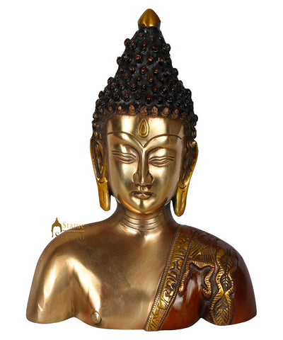 Vintage Indian Brass Table Décor Buddha Bust Showpiece Statue Décor Figuine 9"