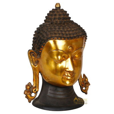 Indian Metal Buddha Head Showpiece Home Office Décor Gift Souvenir Statue 11"
