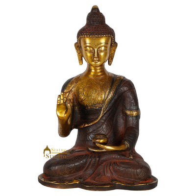 Vintage Antique Look Mantra Engraved Chines Buddha Statue Décor Showpiece 9"