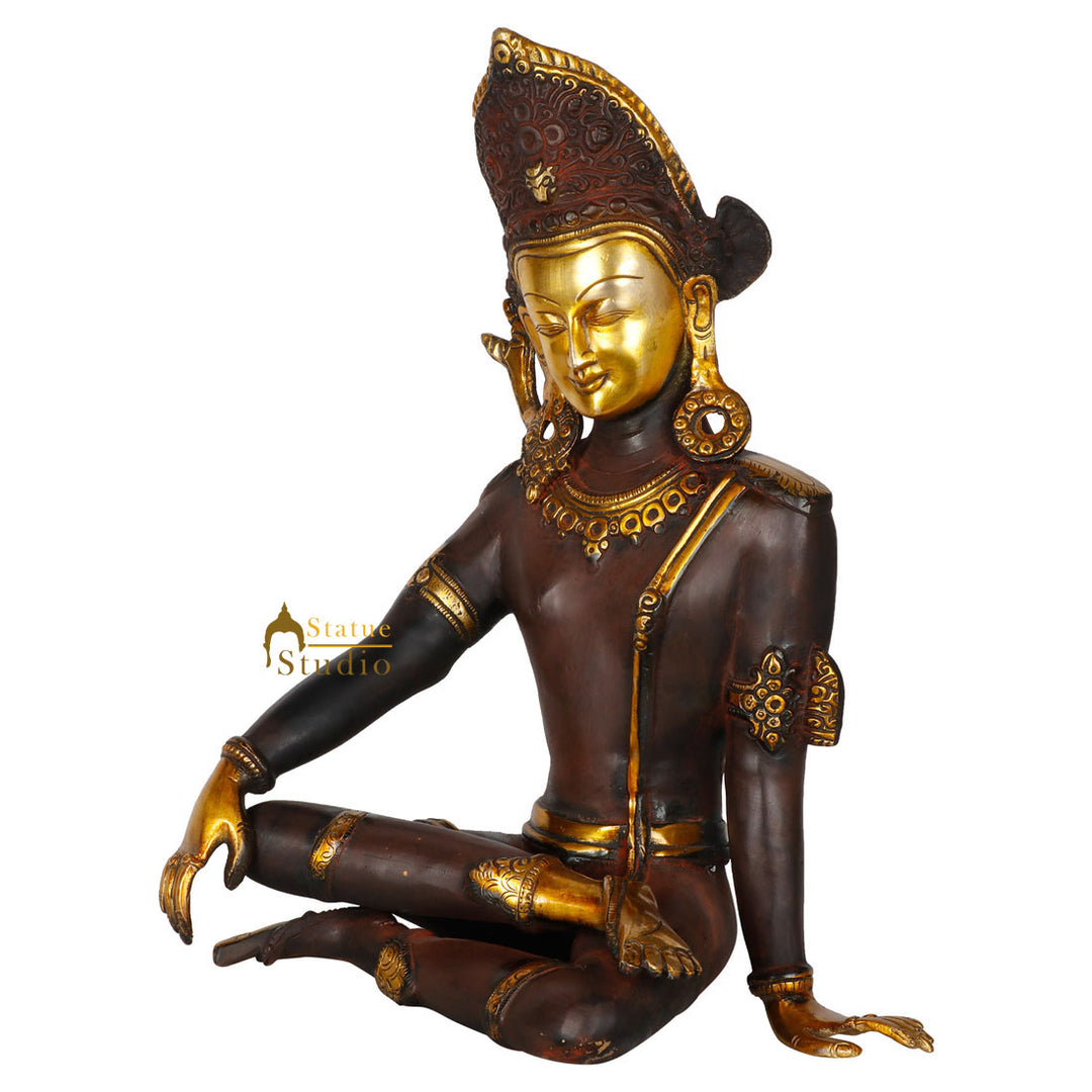 Antique Finish Lord Inder Statue Fine Indra Murti Décor Gift Idol Showpiece 14"