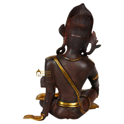 Antique Finish Lord Inder Statue Fine Indra Murti Décor Gift Idol Showpiece 14"