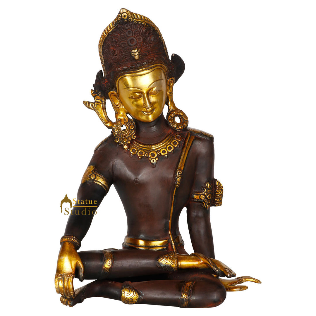 Antique Finish Lord Inder Statue Fine Indra Murti Décor Gift Idol Showpiece 14" - 459873