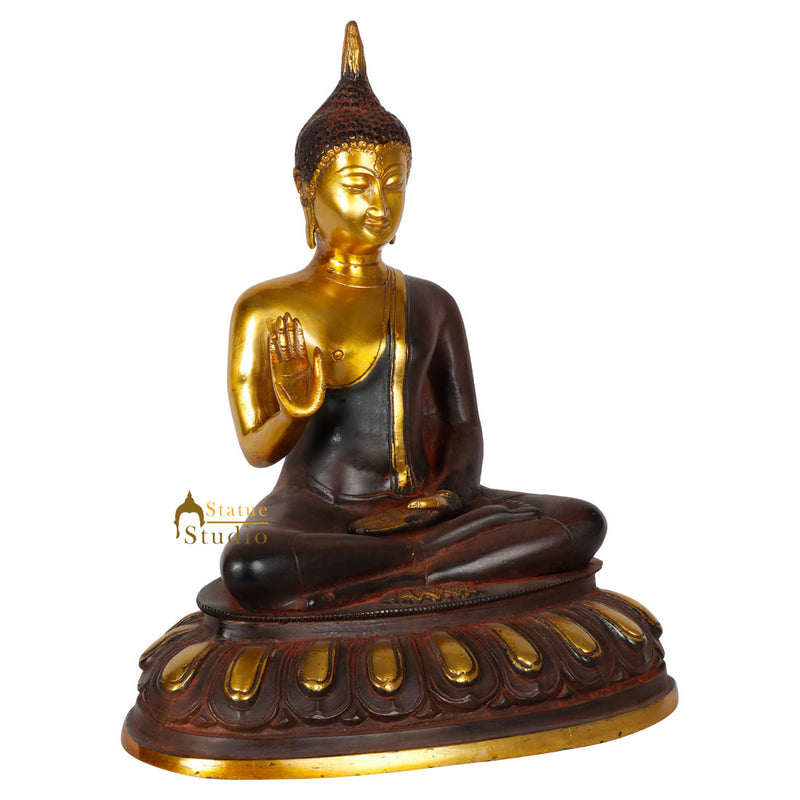 Indian Antique Finish Thai Buddha Bodhisatva Statue Décor Idol Showpiece 14"