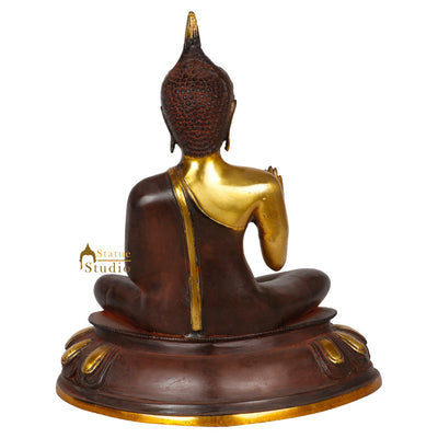 Indian Antique Finish Thai Buddha Bodhisatva Statue Décor Idol Showpiece 14"