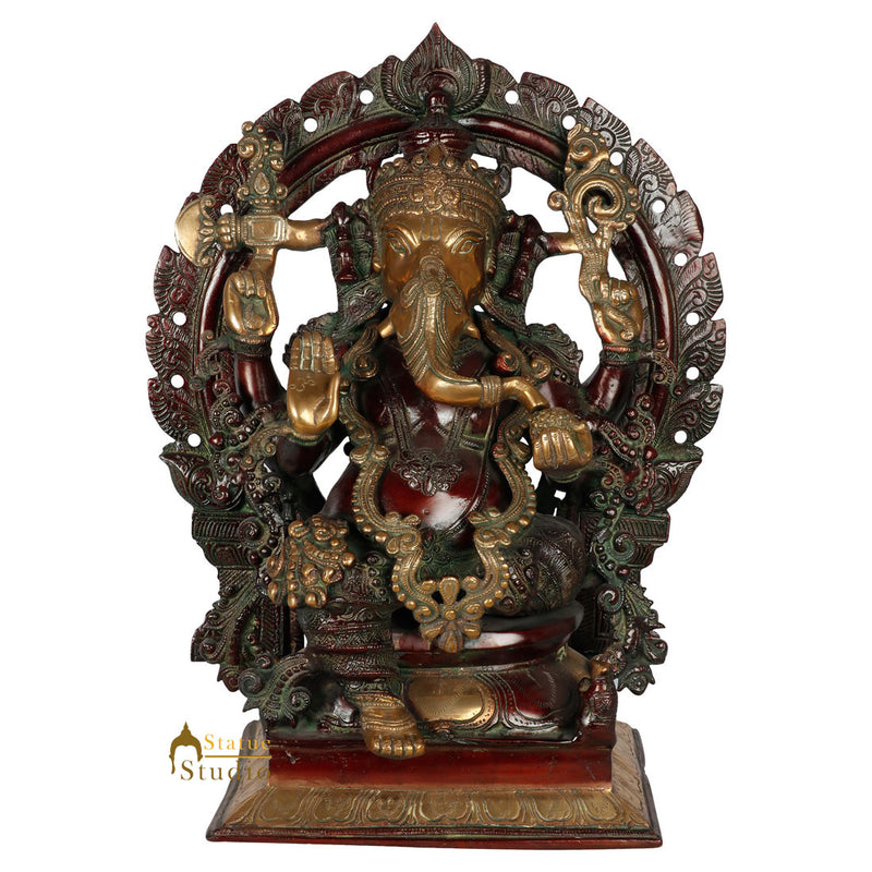 Brass Handcrafted Sitting Ganesha Murti Fine Decorative Statue Idol Figure 18"