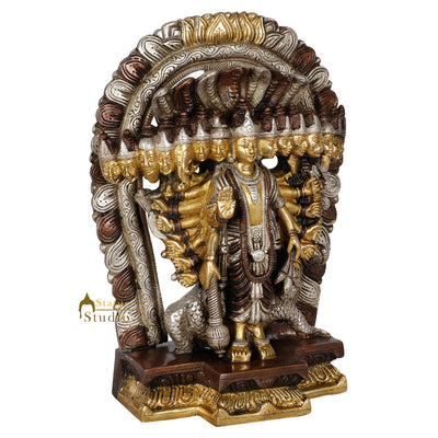 Indian Brass Exclusive Dashavtar Vishnu Multiple Head Décor Gift Idol Statue 11"