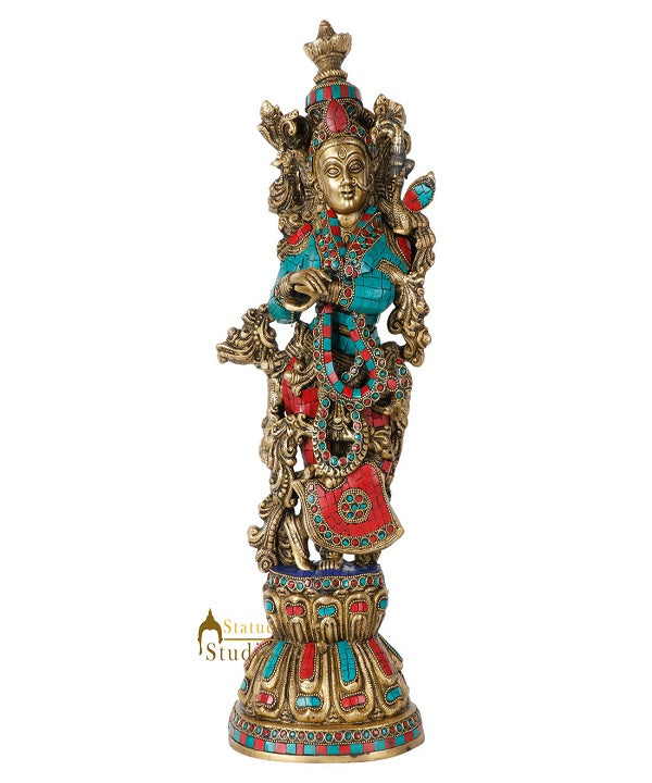 Indian Goddess Radha Brass Inlay Decorative Statue Idol Showpiece 20"
