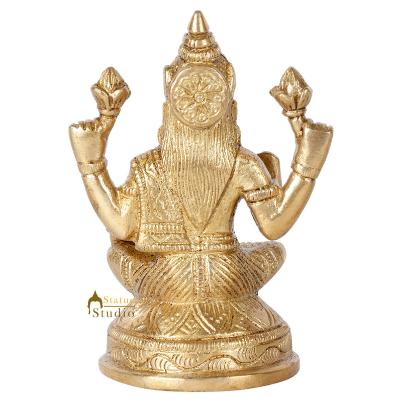 Brass Hindu Goddess Of Knowledge Lakshmi Statue Laxmi Gifting Idol Murti 4"