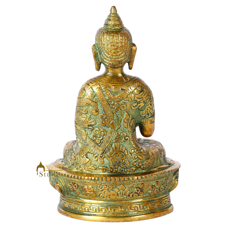Antique Green Finish Small Corporate Thanksgiving Buddha Statue Gift Idol 7"
