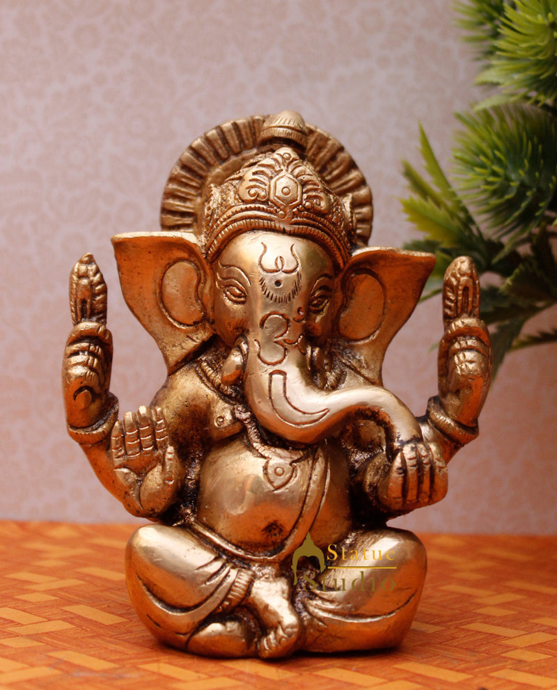 Small Lucky Sitting Ganesha Corporate Diwali Gift Idol Murti Décor Statue 4.5"