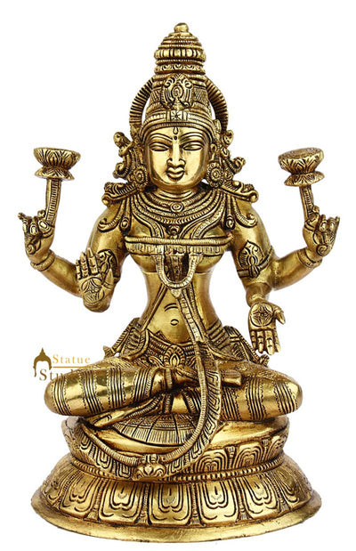 Brass bronze india hindu goddess wealth laxmi maa murti statue idol figure 10"