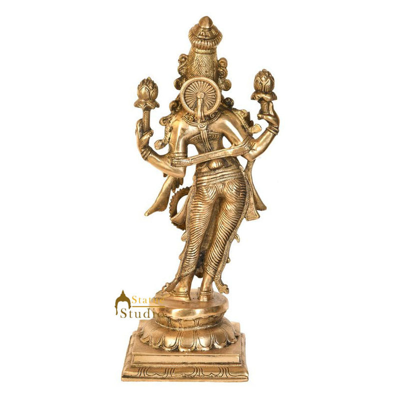 Brass Indian Goddess Of Wealth Standing Lakshmi Idol Laxmi Statue Décor Item 18"