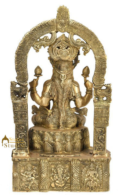 Goddess Of Wealth Lakshmi Statue Laxmi Idol Base Carved with Indian Deities 20"