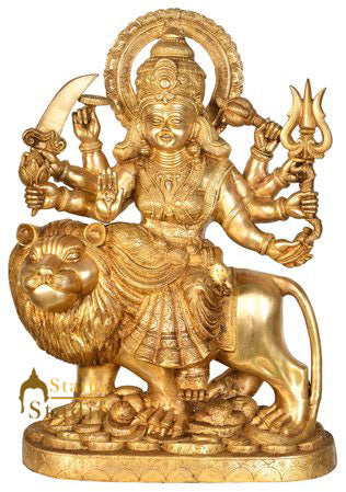 Indian Hindu Goddess Durga Sherawali With Lion Statue Temple Decor Idol 2 Feet