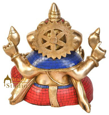 Hindu God Ganesha Blessing Ganpati Moorti Idol Décor Vastu Statue Gift 13"