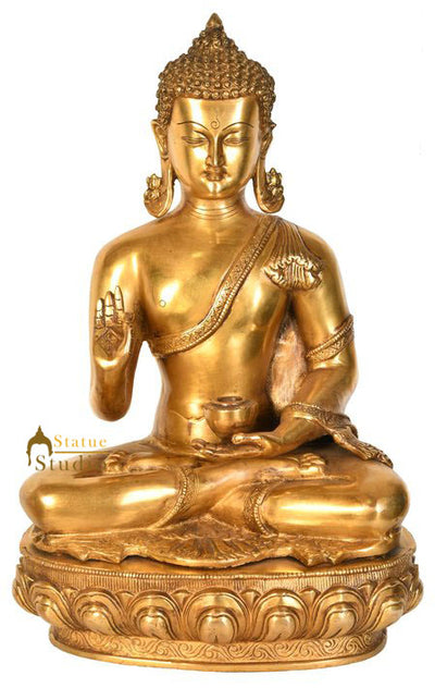 Nepalese Buddhist Bodhisatva Blessing Brass Buddha Fine Décor Idol Statue 18"