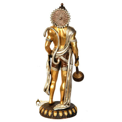 Indian Brass Hindu Lord Pawanputra Standing Hanuman Fine Décor Idol Statue 2 Ft