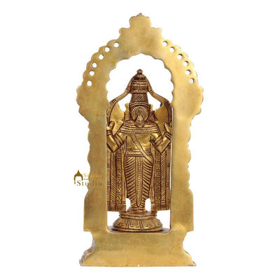Brass Hindu Deity Lord Tirupathi Balaji Lucky Religious Décor Murti Idol Statue