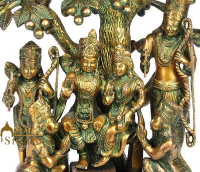 Brass Lord Rama With Family Ram Darbar Sita Laxman Hanuman Statue Idol 18"