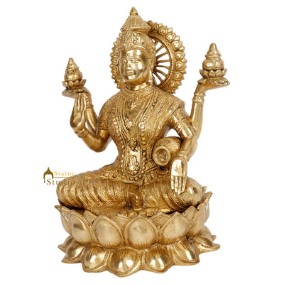 Indian Goddess of Wealth Maa Lakshmi Idol Vastu Lucky Statue With Money Pot 11"