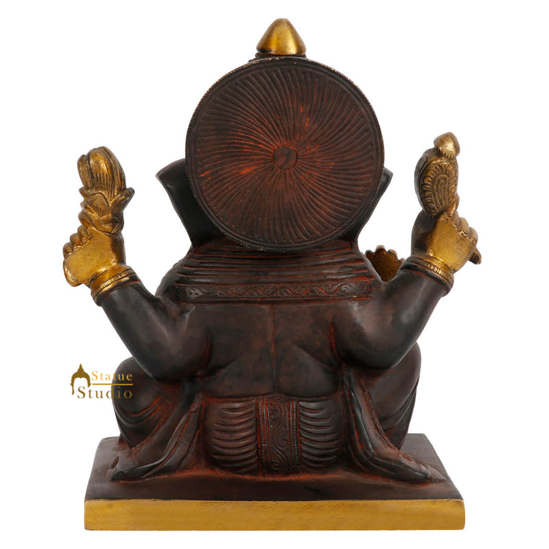 Brass Metal Antique Elephant Head Lord Ganpati Vinayak Statue Ganesh Idol 9"