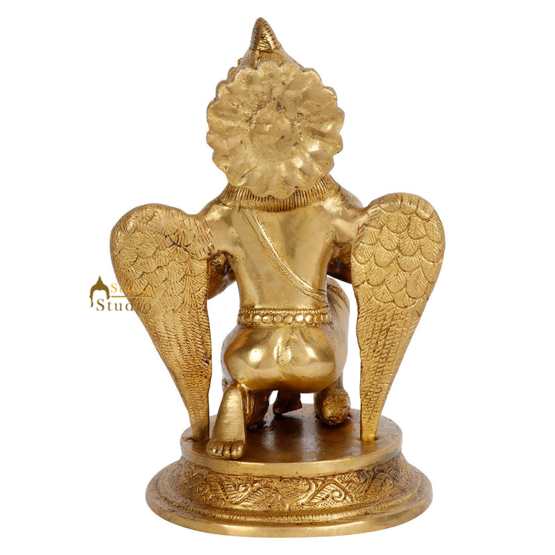 Indian Brass Sitting Garuda God Statue Temple Idol Showpiece 8"