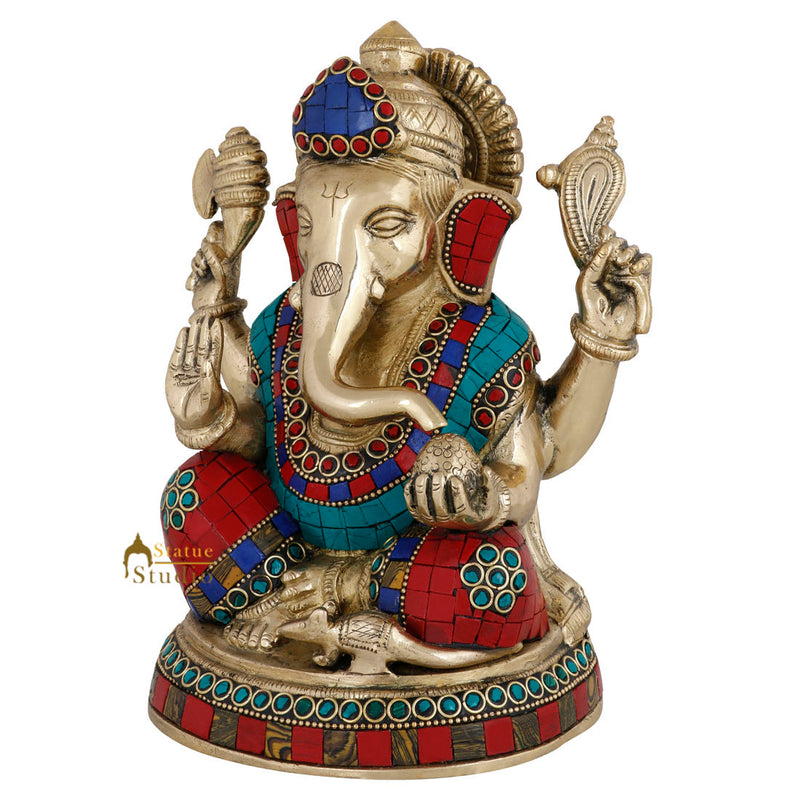 Indian Blessing Elephant God Lord Ganpati Lucky Idol Ganesh Décor Gift Statue 8"
