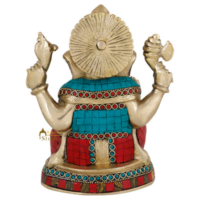 Indian Blessing Elephant God Lord Ganpati Lucky Idol Ganesh Décor Gift Statue 8"
