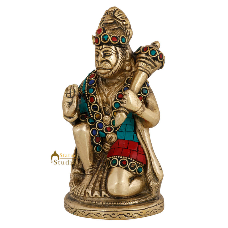 Indian Handicraft Mahabali Powerful Lord Hanuman Statue Temple Décor Idol 6"
