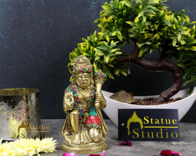 Indian Handicraft Mahabali Powerful Lord Hanuman Statue Temple Décor Idol 6"