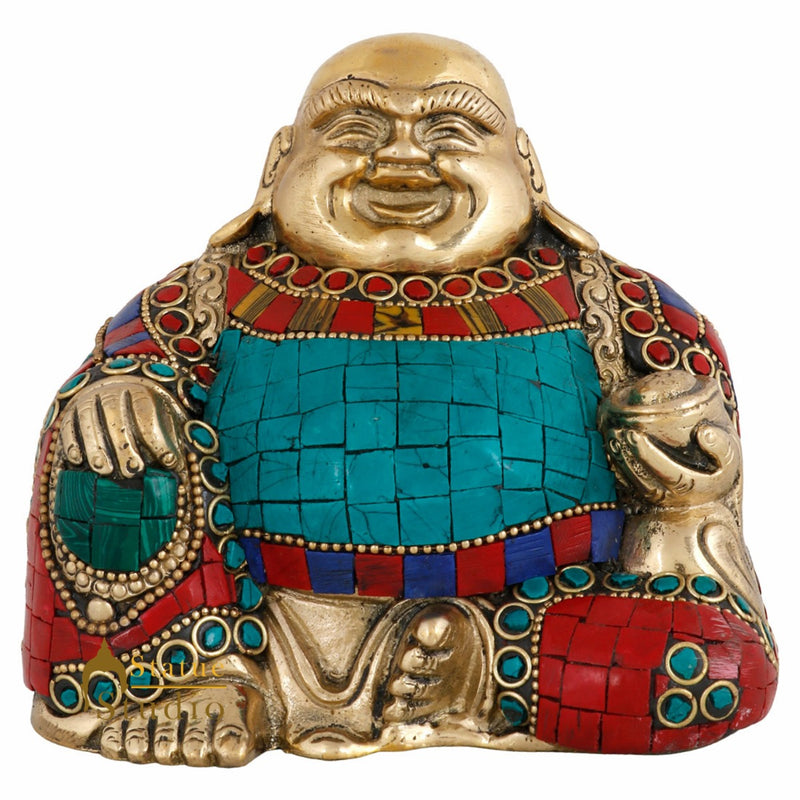 Fengshui Vastu Chinese Happy Laughing Buddha Lucky Décor Statue Showpiece 4"