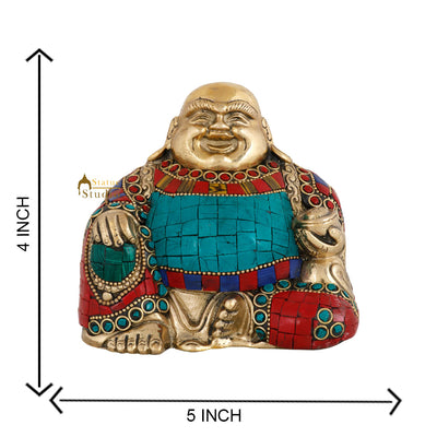 Fengshui Vastu Chinese Happy Laughing Buddha Lucky Décor Statue Showpiece 4"