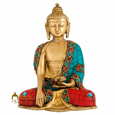 Brass Lord Buddha Mini Corporate Diwali Décor Gift Idol Small Statue Figure 6"