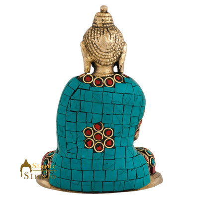 Brass Lord Buddha Mini Corporate Diwali Décor Gift Idol Small Statue Figure 4.5"