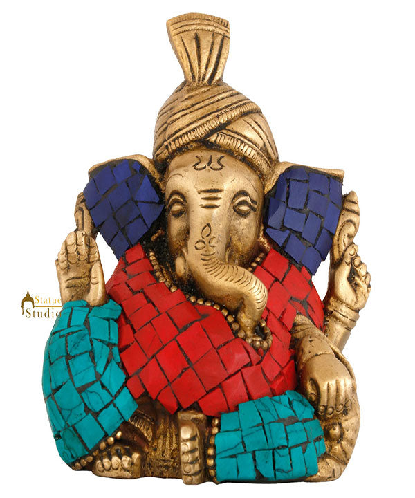 Brass Hindu God Ganpati Diwali Corporate Gift Idol Mini Ganesha Décor Statue 3"