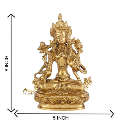 Indian Brass Buddhist Deity Goddess Tara Lucky Décor Gift Showpiece Idol 8"