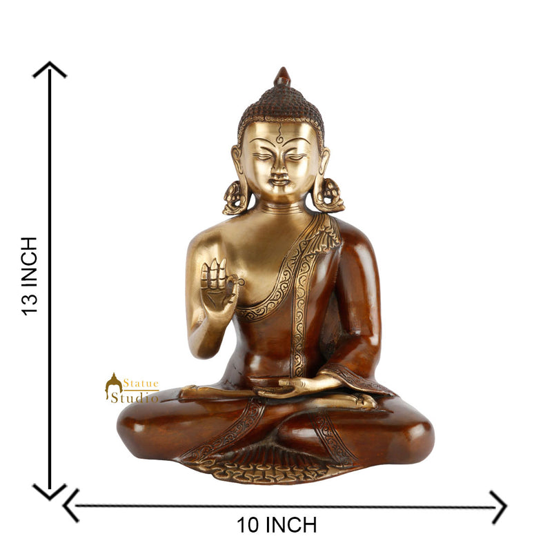 Vintage Bodhisatva Blessing Sakyamuni Lord Buddha Fine Décor Statue Idol 13"