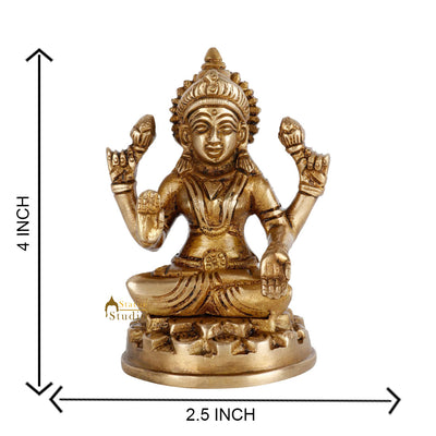 Brass Hindu Wealth Goddess Lakshmi Diwali Corporate Gift Idol Décor Statue 4"