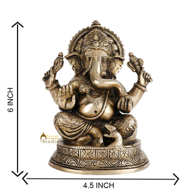 Antique Look Lord Ganpati Statue Ganesha Idol Temple Dcor Lucky Gift Item 6"