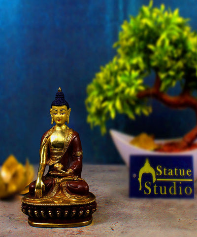 Gold Gilded Buddha Statue Tibetan Copper Patan Made Nepali Bodhisattva Idol 5"